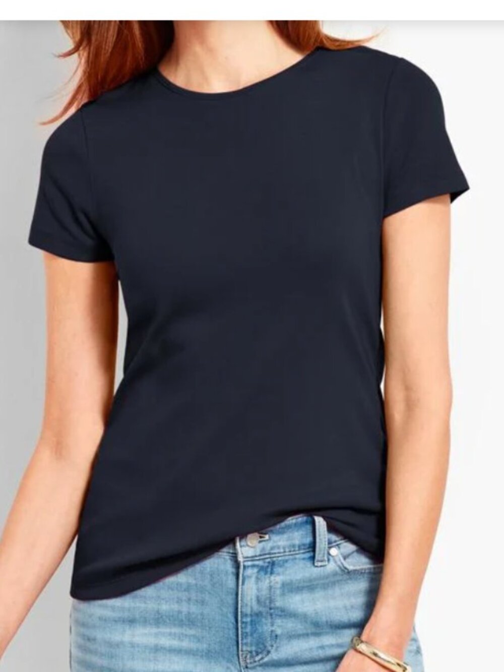 Talbots Cotton Crewneck Navy Blue Short Sleeve Tee NWT Asst Szs